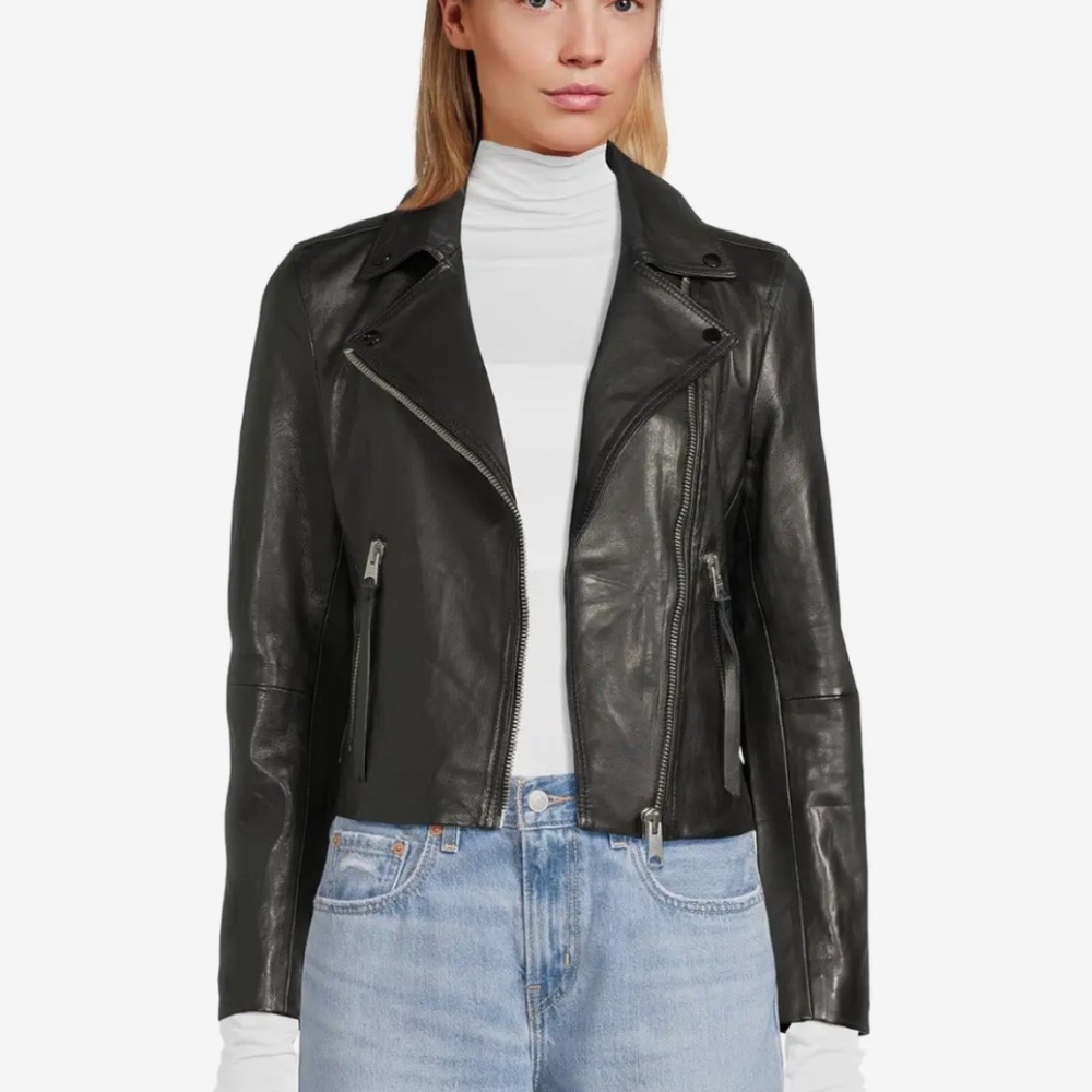 Allsaints Black Dalby Leather Jacket 00 nwot